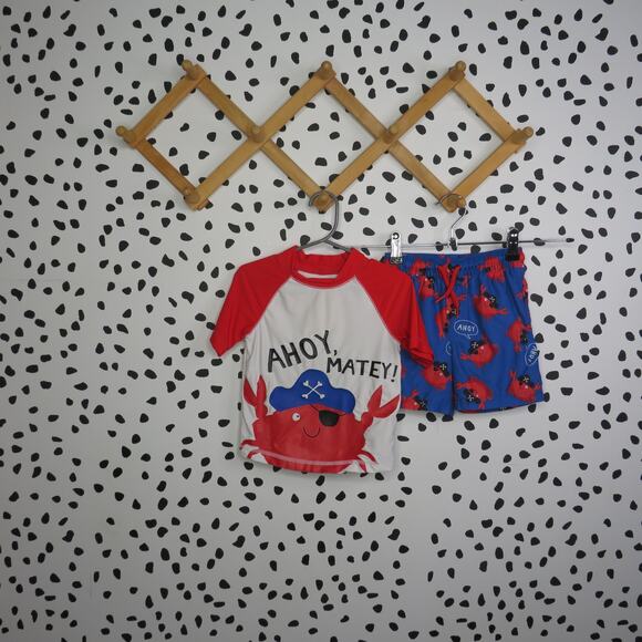 Just One You Carb Pirate Toddler Swim Trunks and Rash Guard Set - Picture 1 of 8